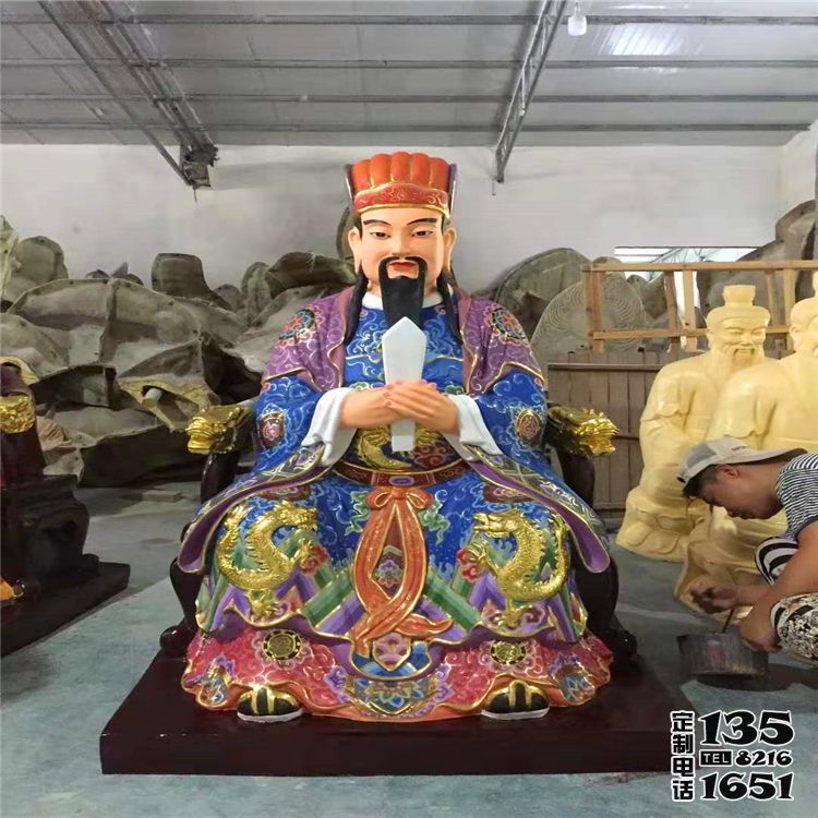 寺廟庭院創(chuàng)意玻璃鋼彩繪馬王爺雕塑